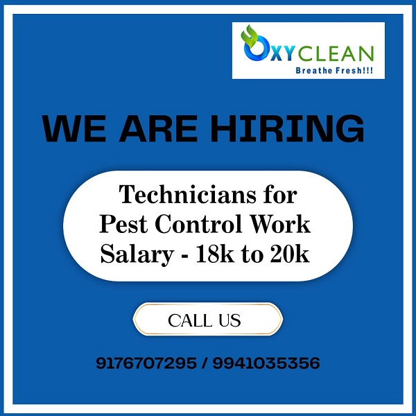 OxyClean Offers Jobs for Pest Control Technicians in Chennai – Freshers Welcome!