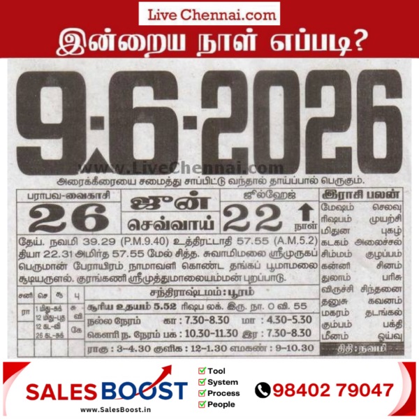 Auspicious (Nalla Neram) time today (June 09th)