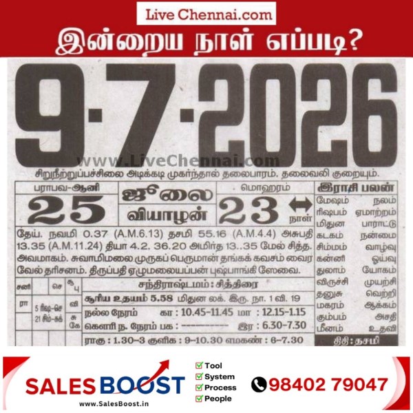 Auspicious (Nalla Neram) time today (July 09th)